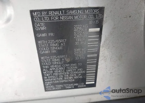 2016 Nissan Rogue Sv из США, поврежденный, VIN KNMAT2MV3GP607654